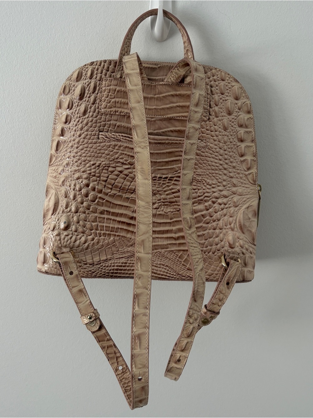 Brahmin Melbourne Mini Backpack Blush Pink Croc Embossed Leather Gold NWOT - Picture 2 of 14
